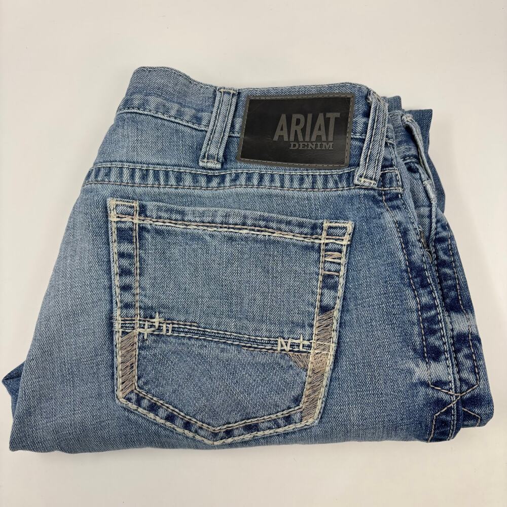 Ariat M7 Mens 36x30 Slim Fit Straight Leg Light Wash 5 Pocket Design Jeans